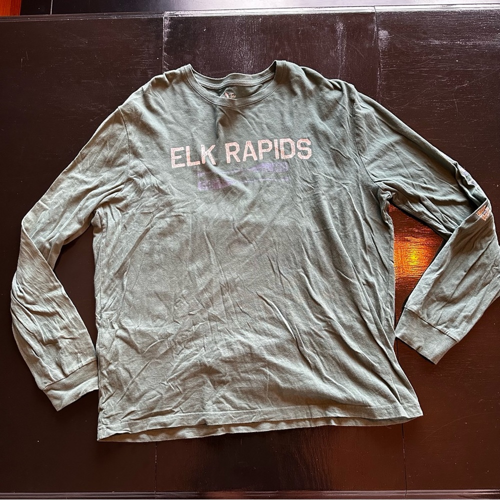 Elk Rapids Michigan State Green Blue XL Long Sleeve Shirt Bonfire Spring Fall